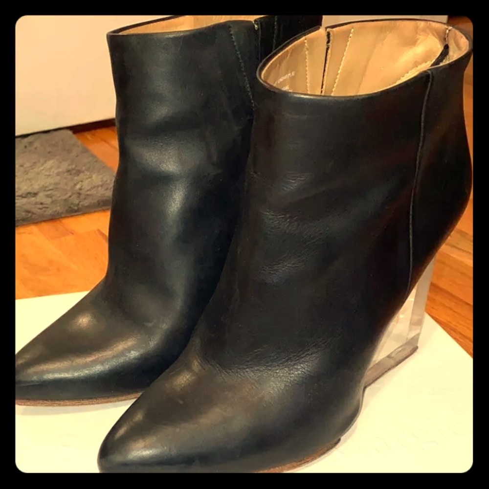 Maison Margiela H&M Clear Heel Wedge Black Boots